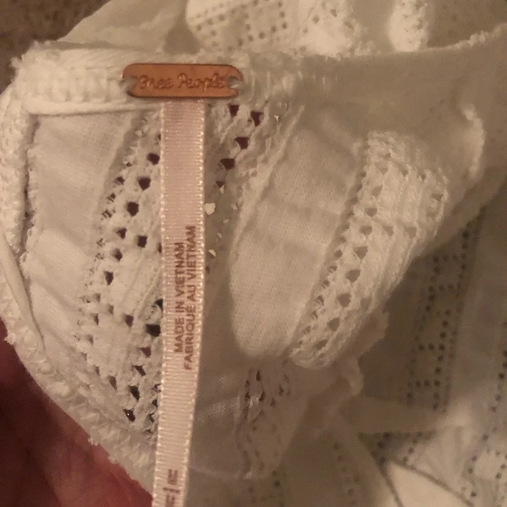Free People White Eyelet Puff-Sleeve Top